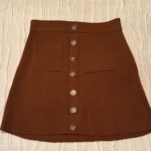 Sezane Chocolate Button-Down Mini Skirt
